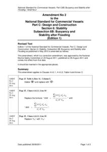 National Standard for Commercial Vessels; Part C6B; Buoyancy and Stability after Flooding / Amdt No.2 Amendment No 2 to the National Standard for Commercial Vessels