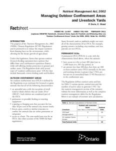 Nutrient Management Act, 2002  Managing Outdoor Confinement Areas and Livestock Yards P. Doris, C. Wand