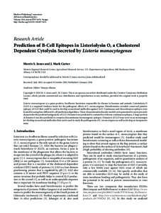 Prediction of B-Cell Epitopes in Listeriolysin O, a Cholesterol Dependent Cytolysin Secreted by Listeria monocytogenes