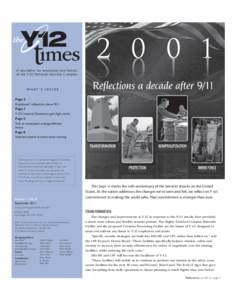 A newsletter for employees and friends of the Y-12 National Security Complex W H AT ’ S I N S I D E Page 2 Employees’ reflections about 9/11