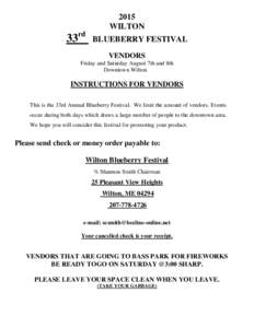 2015 WILTON 33rd  BLUEBERRY FESTIVAL
