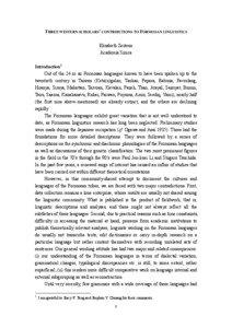 THREE WESTERN SCHOLARS’ CONTRIBUTIONS TO FORMOSAN LINGUISTICS Elizabeth Zeitoun Academia Sinica