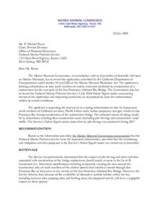 MARINE MAMMAL COMMISSION 4340 East-West Highway, Room 700 Bethesda, MD[removed]July 2008 Mr. P. Michael Payne
