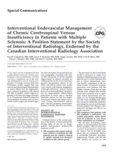 Interventional radiology / Vascular surgery / Treatment of multiple sclerosis / Radiology / Angioplasty / Neurology / Paolo Zamboni / Pathophysiology of multiple sclerosis / Medicine / Multiple sclerosis / Chronic cerebrospinal venous insufficiency