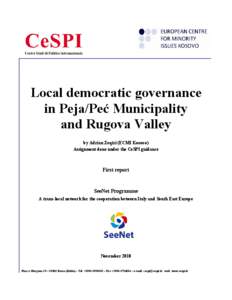 Local democratic governance in Peja/Peć Municipality and Rugova Valley