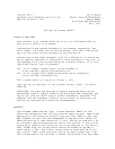 Internet Draft Document: draft-kindberg-tag-uri-00.txt Expires: October 1, 2001 Tim Kindberg Hewlett-Packard Corporation