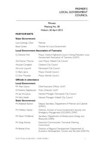 PREMIER’S LOCAL GOVERNMENT COUNCIL Minutes Meeting No. 38 Hobart, 26 April 2012