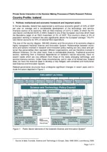 Private Sector Interaction in the Decision Making Processes of Public Research Policies  Country Profile: Iceland 1. Political, institutional and economic framework and important actors In the last decades, Iceland has e