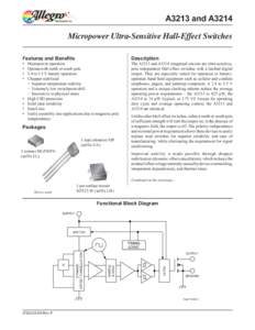 A3213 and A3214 Micropower Ultra-Sensitive Hall-Effect Switches Features and Benefits Description