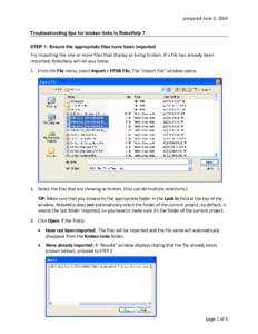 Microsoft Word - Troubleshooting tips for broken links.doc