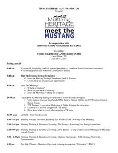 MUSTANG HERITAGE FOUNDATON Presents: In conjunction with Robertson County Farm Bureau Farm Days Hosted by: