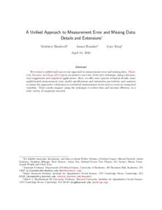 A Unified Approach to Measurement Error and Missing Data: Details and Extensions∗ Matthew Blackwell† James Honaker‡