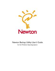 Newton Backup Utility User’s Guide for the Windows Operating System K Apple Computer, Inc. © 1995 Apple Computer, Inc. All rights reserved. Under the copyright laws, this manual may not be copied, in whole or in part