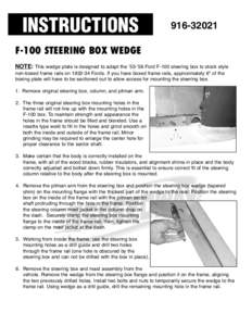 INSTRUCTIONS[removed]F-100 STEERING BOX WEDGE