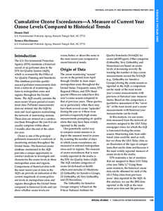 Cumulative Ozone Exceedances—A Measure of Current Year Ozone Levels Compared to Historical Trends Dennis Doll U.S. Environmental Protection Agency, Research Triangle Park, NC[removed]Terence Fitz-Simons