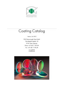 Coating Catalog Version: July 2013 POG Präzisionsoptik Gera GmbH