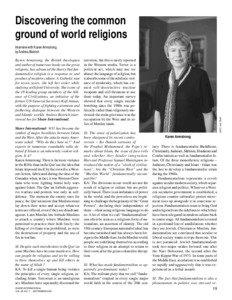 Discovering the common ground of world religions Interview with Karen Armstrong