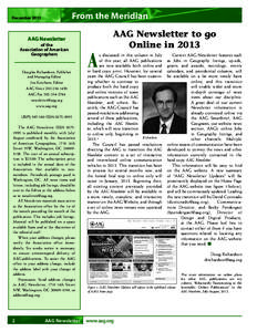 From the Meridian  December 2012 AAG Newsletter of the