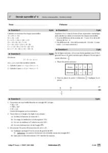 5e  Devoir surveillé no 4 Droites remarquables – Nombres relatifs