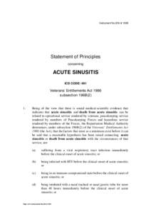 Instrument No.209 of[removed]Statement of Principles concerning  ACUTE SINUSITIS