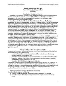 Strategic Research Plan BOARD approved 5 page summary Dec[removed]