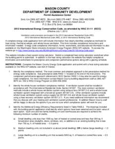 MASON COUNTY DEPARTMENT OF COMMUNITY DEVELOPMENT Permit Assistance Center SHELTON[removed]BELFAIR[removed]Elma[removed]FAX: ([removed]WEB SITE: www.co.mason.wa.us P.O. BOX 279, SHELTON 98584