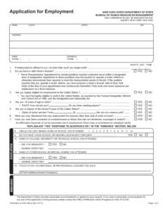 Application for Employment			  NEW YORK STATE DEPARTMENT OF STATE BUREAU OF HUMAN RESOURCES MANAGEMENT  ONE COMMERCE PLAZA, 99 WASHINGTON AVE.