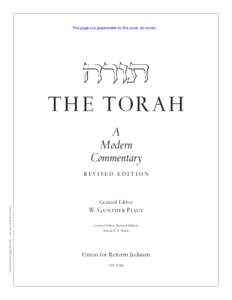 This page is a placeholder for the cover (to come).  TH E TORAH A Modern Commentary