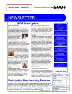 Volume 1, Issue 5  January 2012 NEWSLETTER SHOT Team Update