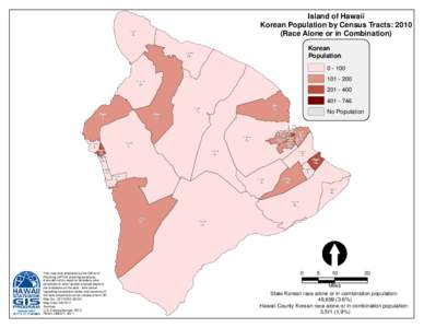 Island of Hawaii Korean Population by Census Tracts: 2010 (Race Alone or in Combination) CT[removed]