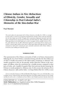 Chinese Indians in Fire: Refractions of Ethnicity, Gender, Sexuality and Citizenship in Post-Colonial India’s