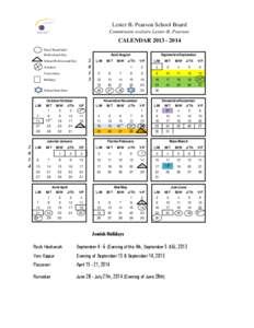 Lester B. Pearson School Board Commission scolaire Lester-B.-Pearson CALENDAR[removed]Fixed Boardwide Août/August