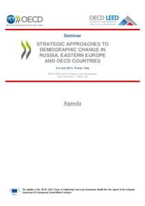 Seminar  STRATEGIC APPROACHES TO DEMOGRAPHIC CHANGE IN RUSSIA, EASTERN EUROPE AND OECD COUNTRIES