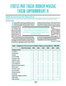 States Put Their Money Where Their Environment Is State Environmental Spending States continue to spend most of the public money committed to environmental protection by R. Steven Brown