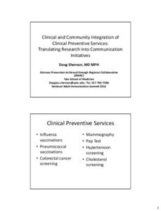 Clinical and Community Integration of Clinical Preventivie Services