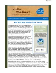 Page 1 of 3  Courtesy of the National Pork Board May 2014