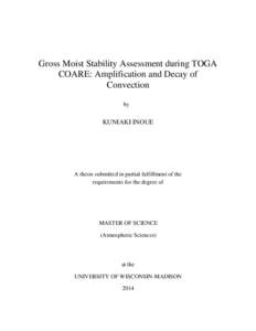 Gross Moist Stability Assessment during TOGA COARE: Amplification and Decay of Convection by  KUNIAKI INOUE