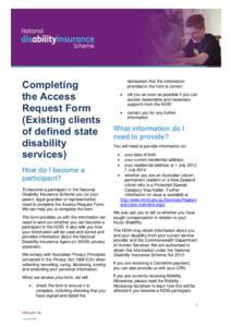 Completing the Access Request Form (Existing clients of defined state disability