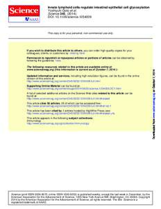 Innate lymphoid cells regulate intestinal epithelial cell glycosylation Yoshiyuki Goto et al. Science 345, (2014); DOI: scienceThis copy is for your personal, non-commercial use only.