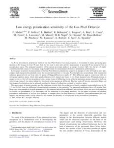 ARTICLE IN PRESS  Nuclear Instruments and Methods in Physics Research A[removed]–159 www.elsevier.com/locate/nima  Low energy polarization sensitivity of the Gas Pixel Detector
