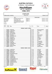 AUSTRIA CUP 2014 im Biathlon - Sprintwettkampf Hochfilzen Gen. Nr.: 6BI006(vo)