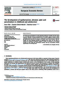 Behavioural sciences / Ethics / Morality / Human behavior / Prosocial behavior / Inequity aversion / Cooperation / Ernst Fehr / Preference / Social psychology / Behavior / Game theory