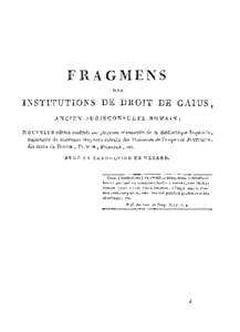 FRAGl\1ENS   DES INSTITUTIONS DE DROIT DE GAIUS, A~CIEN