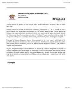 Dreaming - IOI 2013 Public Translations:12 PM International Olympiad in InformaticsJuly 2013