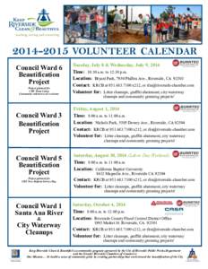 [removed]VOLUNTEER CALENDAR Council Ward 6 Beautification Project Project planned for CBU Zona Camp