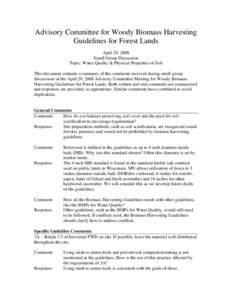 Advisory Committee for Woody Biomass Harvesting Guidelines for Forest Lands