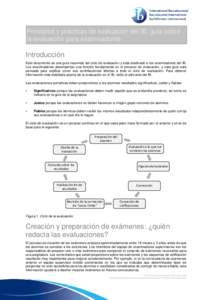 Principios y prácticas de evaluación del IB: guía sobre la evaluación para examinadores Introducción Este documento es una guía resumida del ciclo de evaluación y está destinado a los examinadores del IB. Los exa