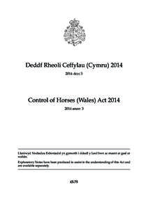 Deddf Rheoli Ceffylau (Cymrudccc 3 Control of Horses (Wales) Actanaw 3