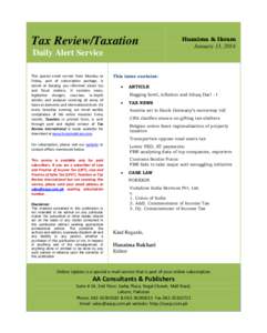 Tax Review/Taxation  Huzaima & Ikram January 13, 2014  Daily Alert Service