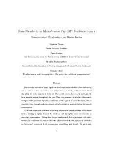 Does Flexibility in Micro…nance Pay O¤? Evidence from a Randomized Evaluation in Rural India Kristina Czura Goethe University Frankfurt  Dean Karlan